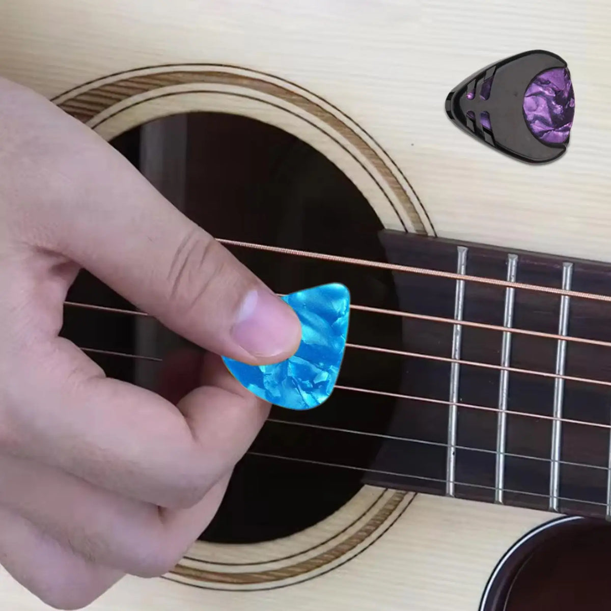 10-Pack 0.46mm Guitar Picks & Stick-On Pick Holder Set Guitar Picks Set SPOT