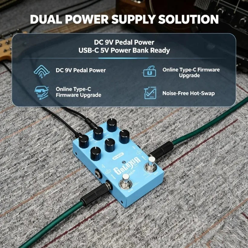 M-VAVE Galaxia Stereo Digital Reverb Pedal – 9 Algorithms Digital Reverb Pedal SPOT