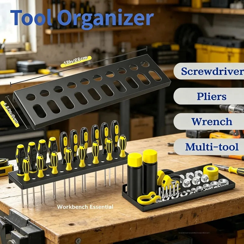 Wall-Mounted Heavy Duty Steel Tool Rack – Garage Organizer Wall Tool Rack SPOT