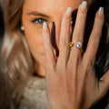 Pearl Beaded Stainless Steel Cuff Ring – Women's Gold Statement Ring Pearl Cuff Ring SPOT Default Title