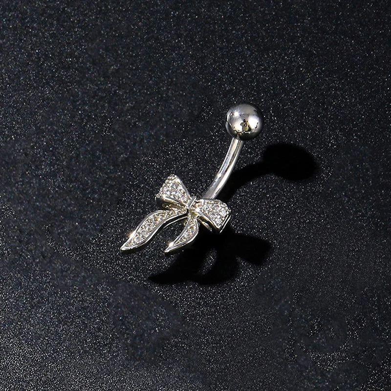 Zircon Belly Button Ring – Stainless Steel Navel Piercing Jewelry Navel Piercing Ring SPOT A7