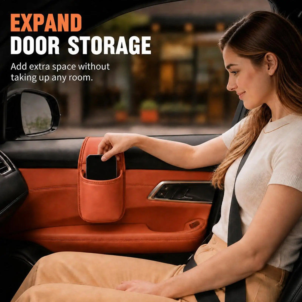 PU Leather Car Door Cup Holder – Universal Adhesive Mount Car Cup Holder SPOT