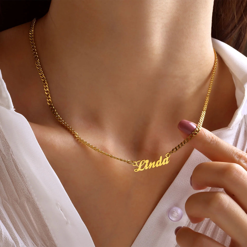 Personalized Name Necklace – Gold & Silver, 4 Chain Styles Personalized Name Necklace SPOT