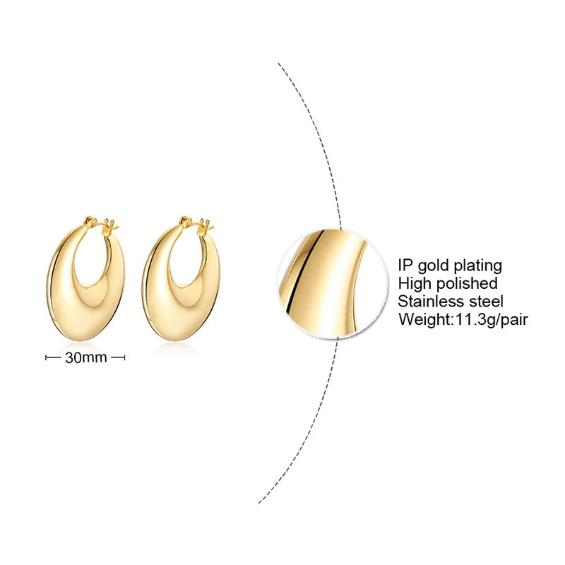 Moon Hoop Earrings for Women – Gold Stainless Steel Crescent Hoop Earrings SPOT