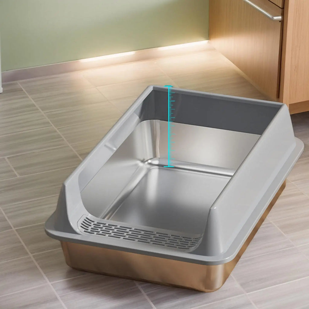 Stainless Steel Semi-Enclosed Cat Litter Box for Large Cats Cat Litter Box SPOT