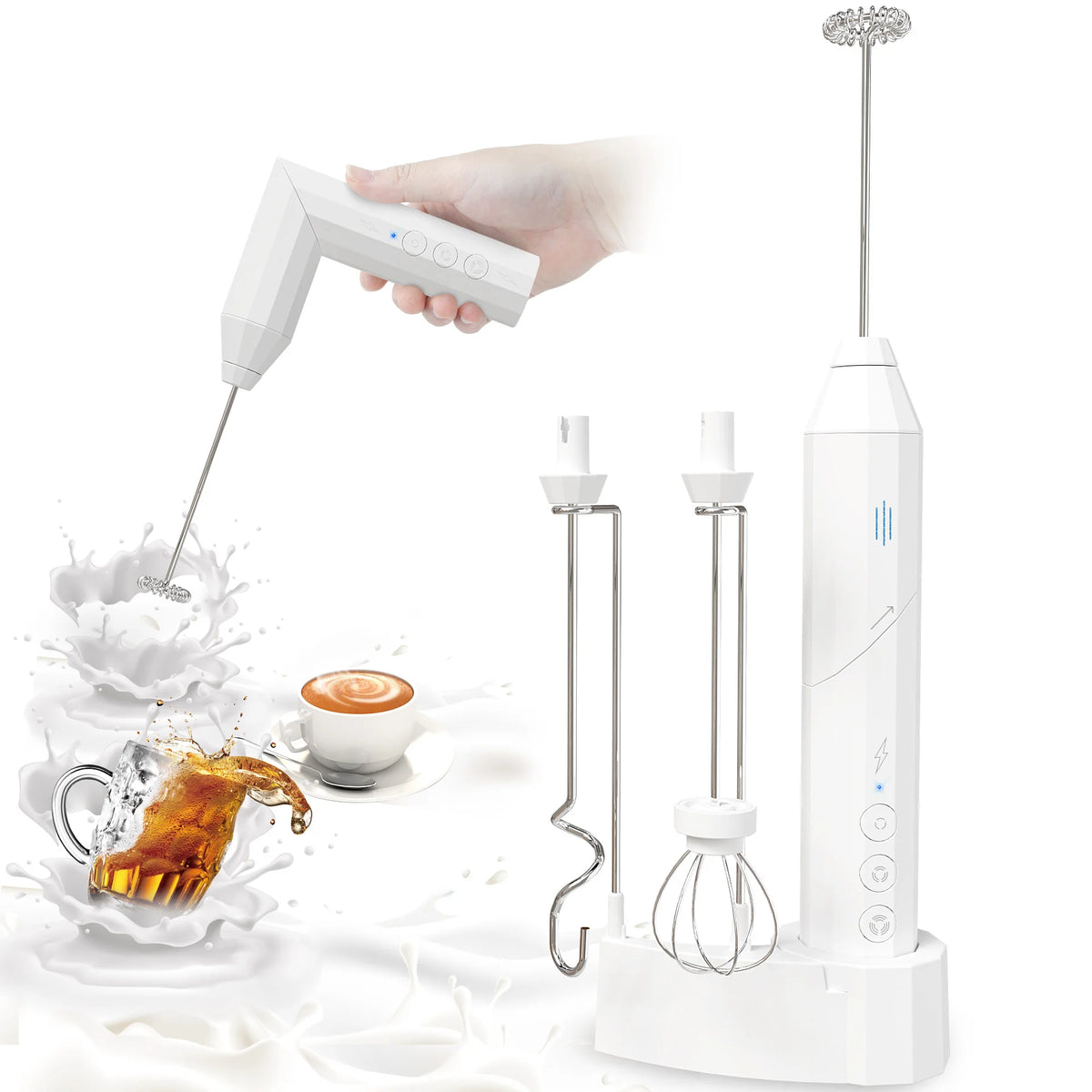 Handheld Milk Frother USB-C Rechargeable, 3 Heads & 3 Speeds Handheld Milk Frother SPOT Default Title