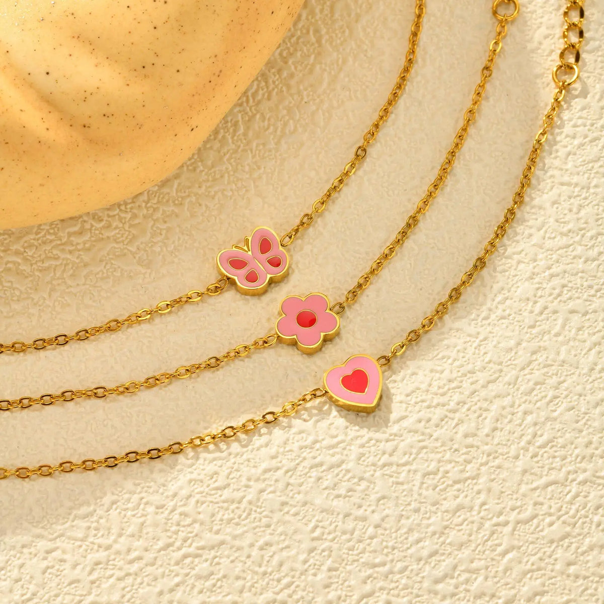 Kids Charm Anklet – Heart Flower Butterfly | Stainless Steel Kids Charm Anklet SPOT
