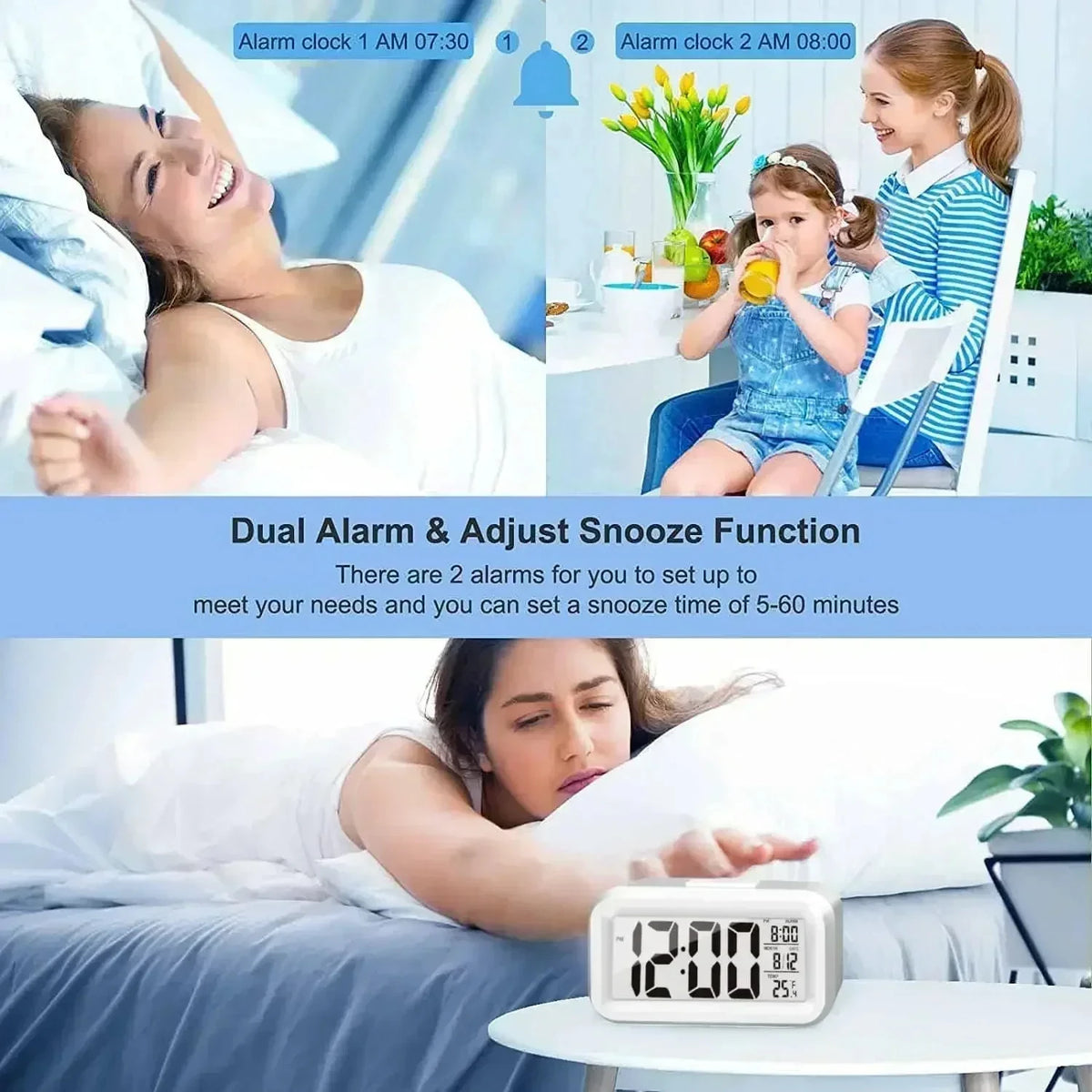 Digital Bedside Alarm Clock – LED Display, Snooze & Backlight Digital Alarm Clock SPOT