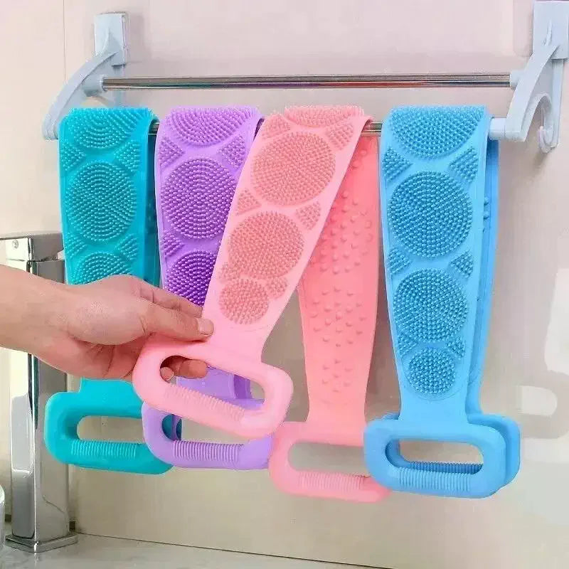 Silicone Exfoliating Back Scrubber Belt – Double-Sided Bath Brush Bath Exfoliating Scrubber SPOT