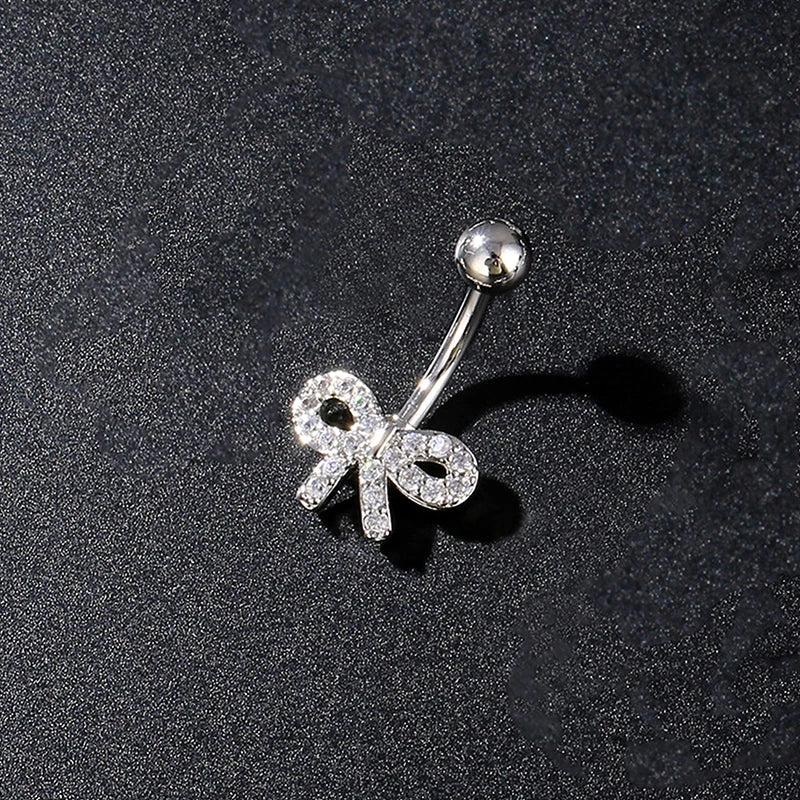 Zircon Belly Button Ring – Stainless Steel Navel Piercing Jewelry Navel Piercing Ring SPOT A11