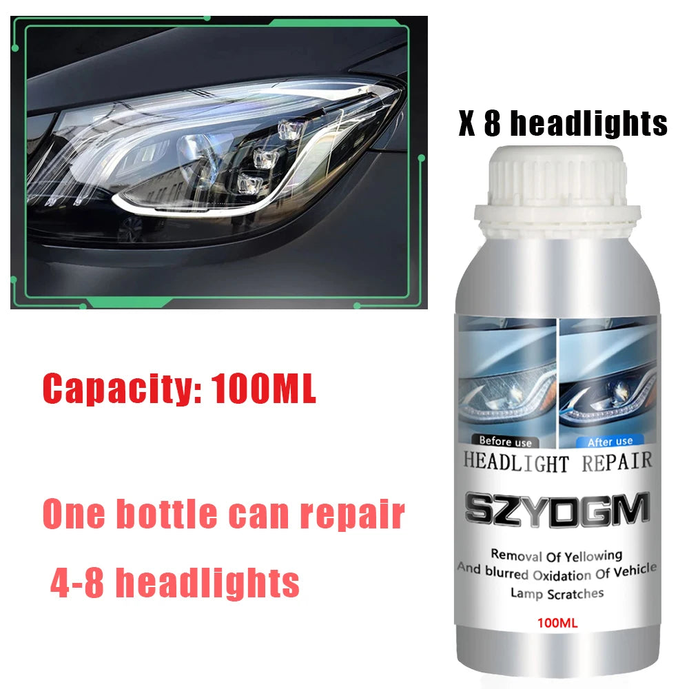 Car Headlight Restoration Liquid Polymer – 2 x 100ml Headlight Restoration Kit SPOT
