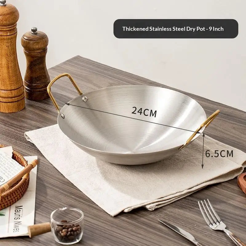 Stainless Steel Round Wok – Dual Handle, Even Heat, Easy Clean Stainless Steel Wok SPOT A2