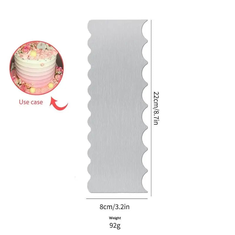 Stainless Steel Serrated Cake Scraper – Rust-Resistant Baking Tool Cake Decorating Scraper SPOT E