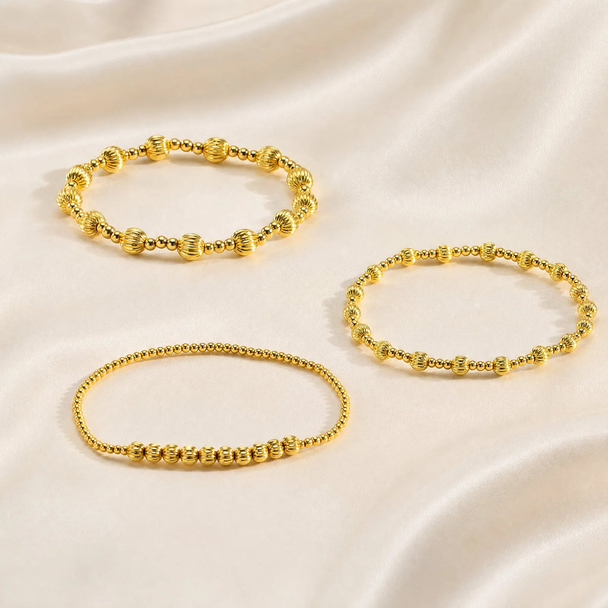 Meaeguet Gold Beaded Bracelet – Copper Stretch Stackable Beaded Stretch Bracelet SPOT
