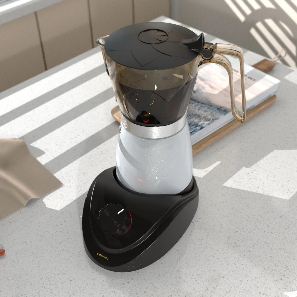 6-Cup Electric Moka Pot – Aluminum Espresso Coffee Maker Electric Moka Pot SPOT