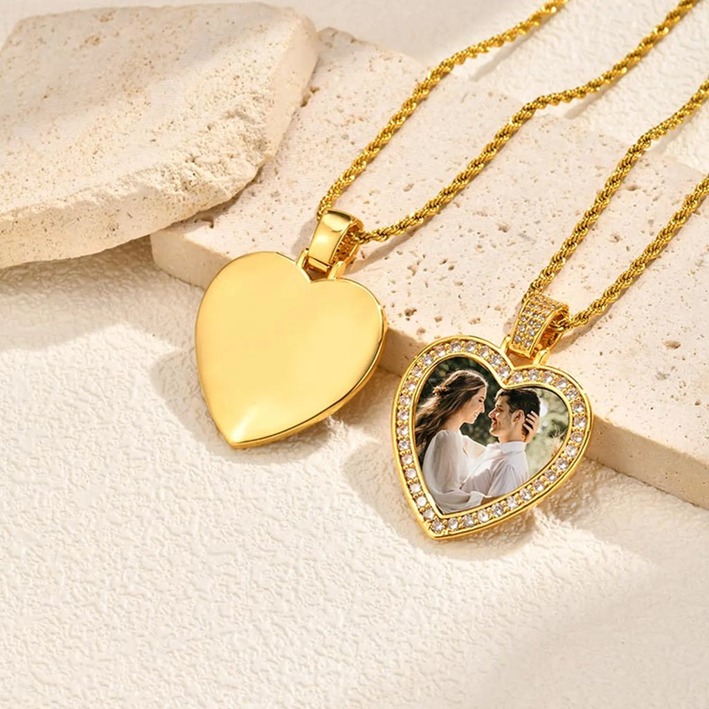 Personalized Photo Heart Necklace – Zirconia Pendant for Women Pendant Necklace SPOT