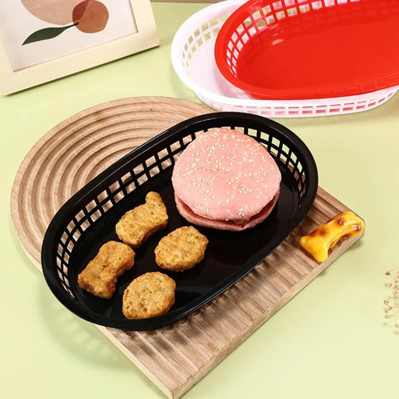 Plastic Fast Food Serving Basket – Fries, Burgers & Deli Tray Food Serving Basket SPOT