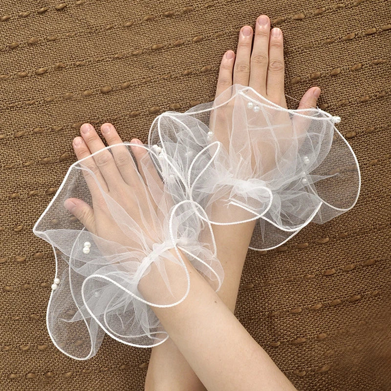 Tulle Fake Pleated Cuff Sleeves – Pearl Nail Art Photo Display Nail Art Accessory SPOT
