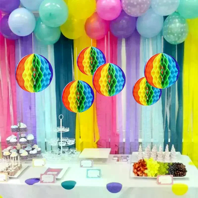 Rainbow Honeycomb Paper Balls 15–30cm | Party Wedding Decor Party Decoration Ball SPOT