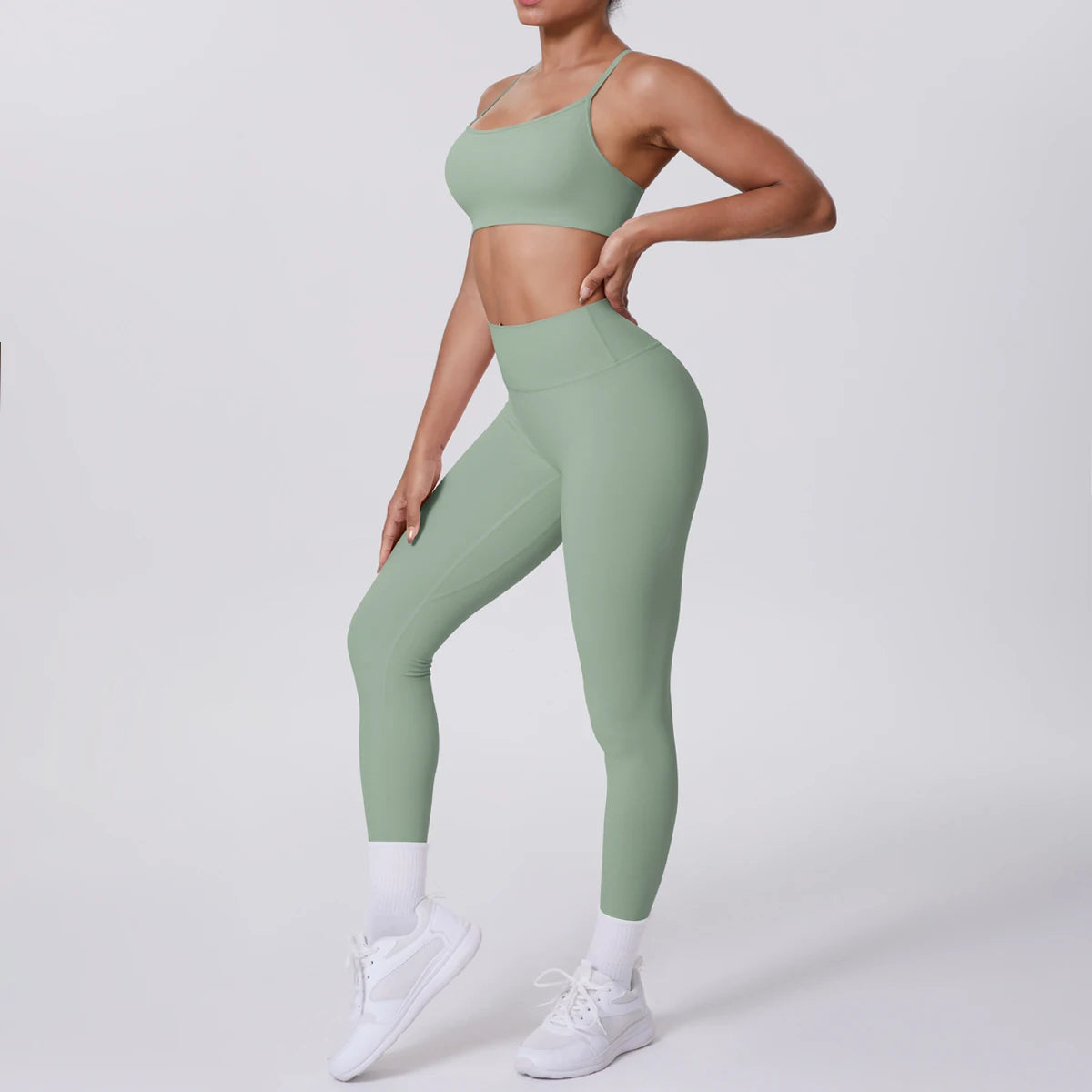 Women's Seamless Yoga Set – Sports Bra & High-Waist Leggings Women's Activewear Set SPOT Light Green M