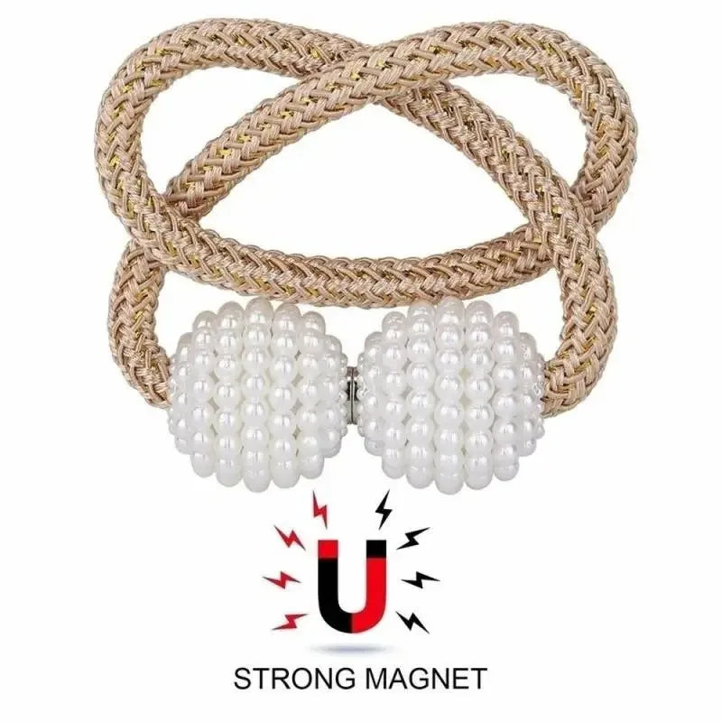 Magnetic Curtain Tie Back Clips – Pearl Ball Buckle Holders Curtain Tie Backs SPOT