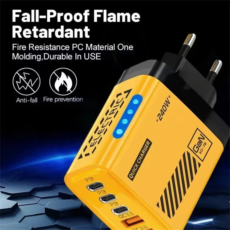 240W GaN 5-in-1 Fast Wall Charger – 3 USB-C & 2 USB-A GaN Wall Charger SPOT