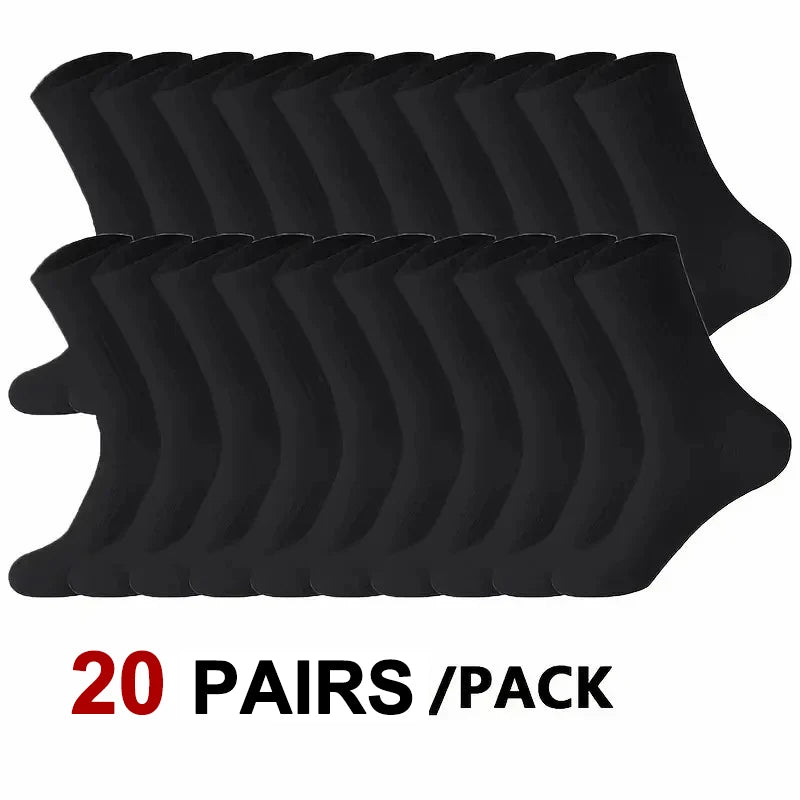 10/20-Pack Unisex Breathable Knit Sports Socks – All-Season Sports Socks Multipack SPOT 20 Pairs Black 35-44EU