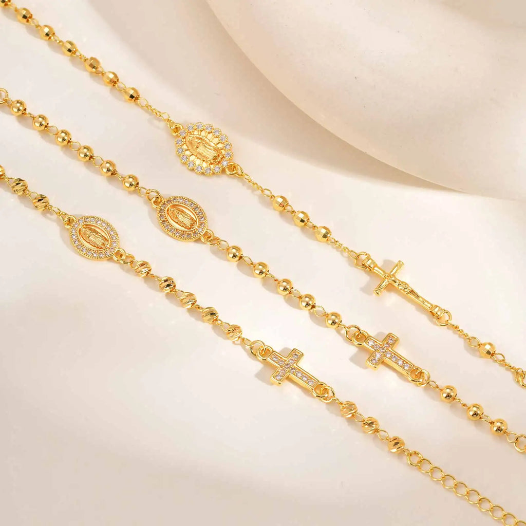 Meaeguet Cross Charm Bracelet – Gold & Silver Gift for Women Chain Link Bracelet SPOT