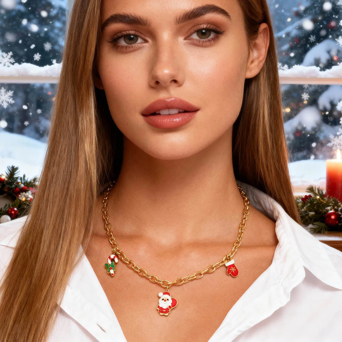 Christmas Charm Necklace – Stocking, Tree & Santa Pendant Pendant Necklace SPOT