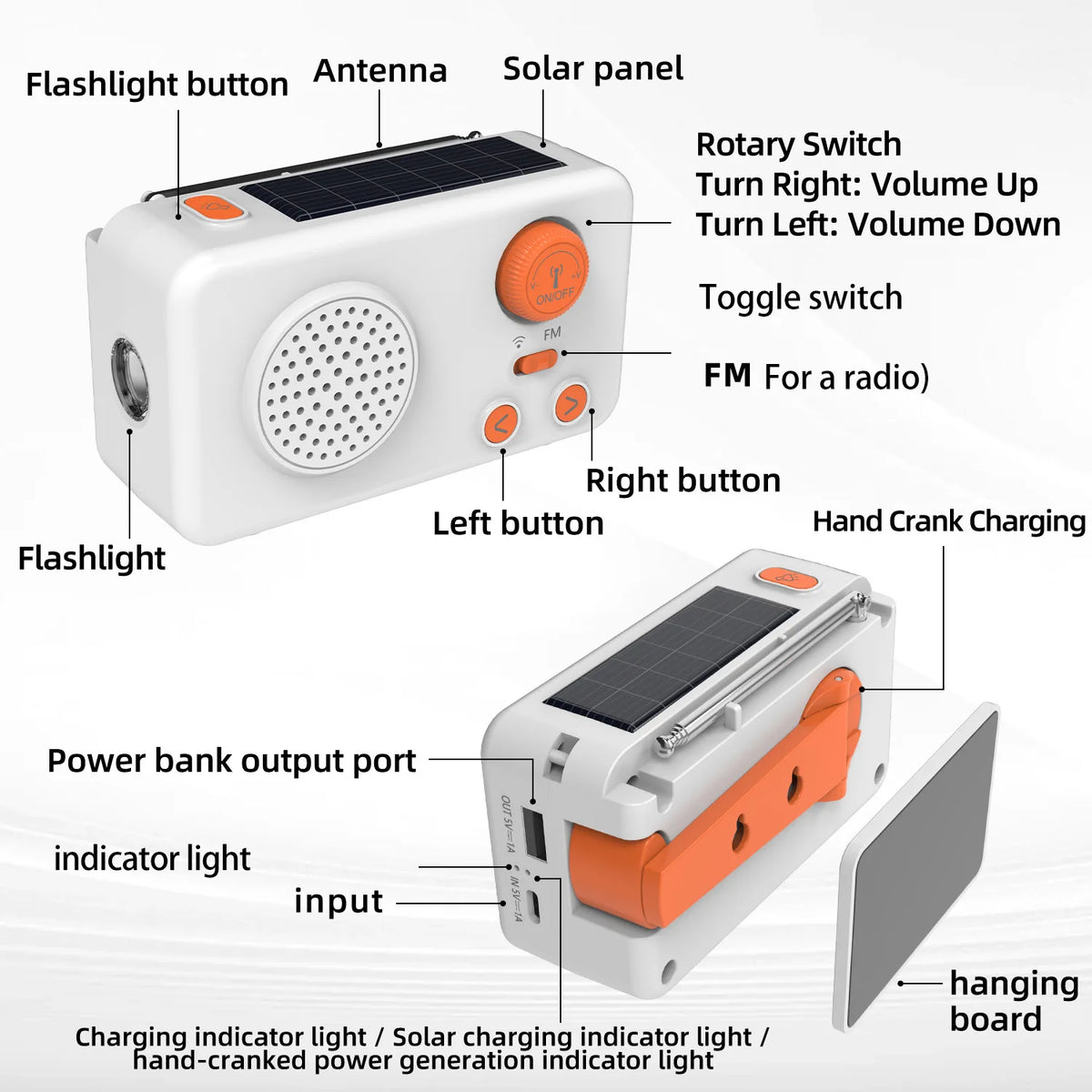 Solar Hand Crank Emergency Radio – Flashlight, Power Bank & SOS Emergency Survival Radio SPOT
