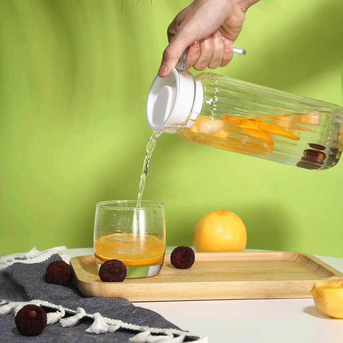 Striped Acrylic Pitcher 37oz – BPA-Free Juice & Beverage Jug Acrylic Beverage Pitcher SPOT
