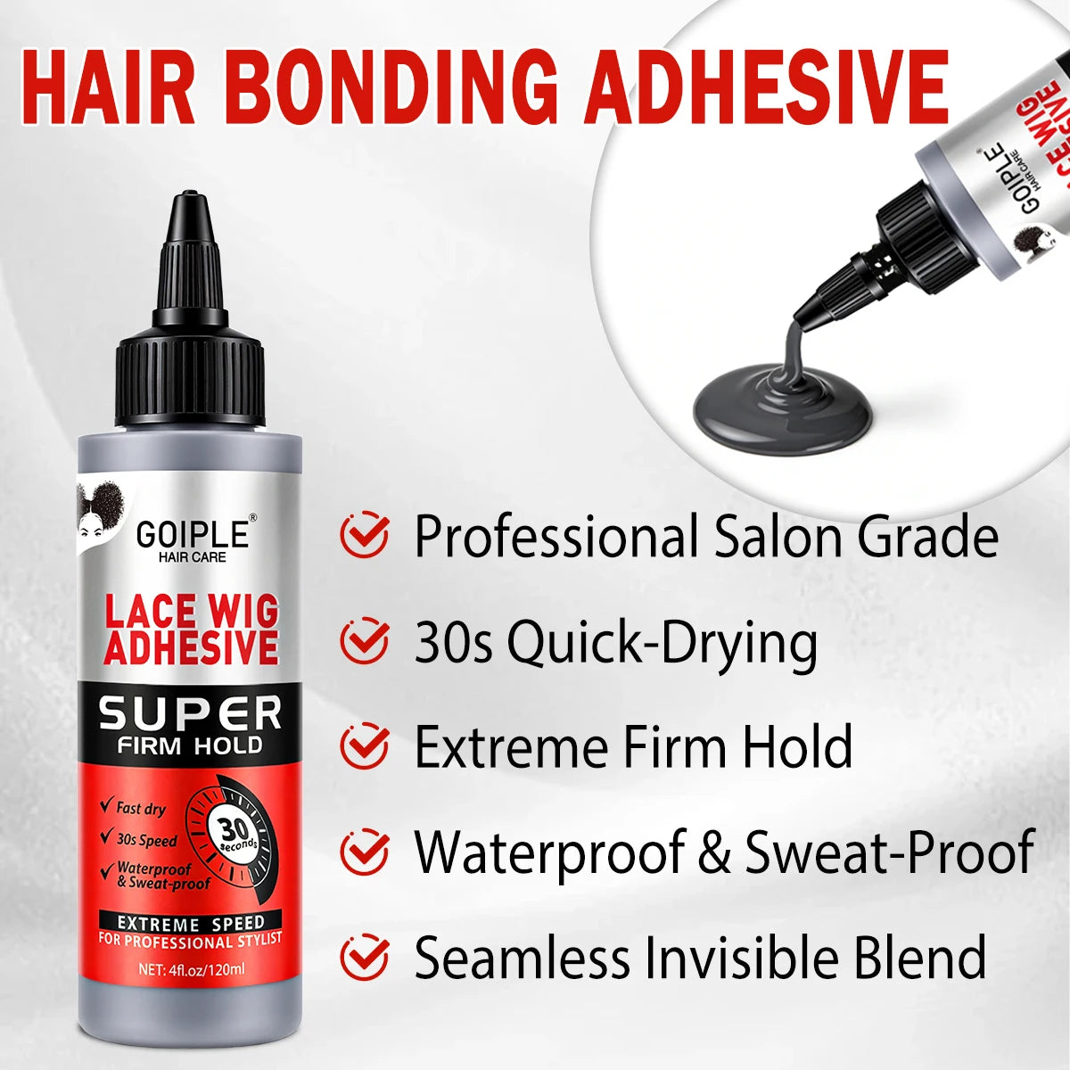 Goiple 120ml Lace Wig Glue | Firm Hold, Waterproof, Fast Dry Wig Bonding Adhesive SPOT