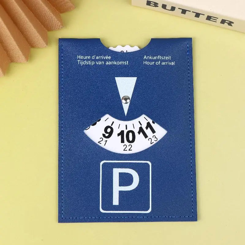 PU Leather Parking Disc – 4-Language European Arrival Timer Parking Disc SPOT