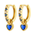 Women's Huggie Hoop Earrings – Heart CZ Dangle, Gold Plated Huggie Hoop Earrings SPOT EBD-460G01