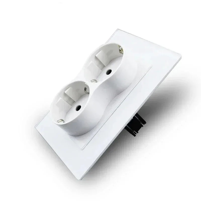 EU Double Wall Socket Crystal Glass 2-Outlet 220V | 123×86mm Wall Power Socket SPOT