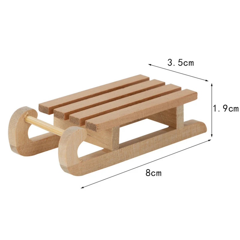 1:12 Miniature Wooden Sleigh Sled – Dollhouse Christmas Decor Dollhouse Miniature SPOT one size