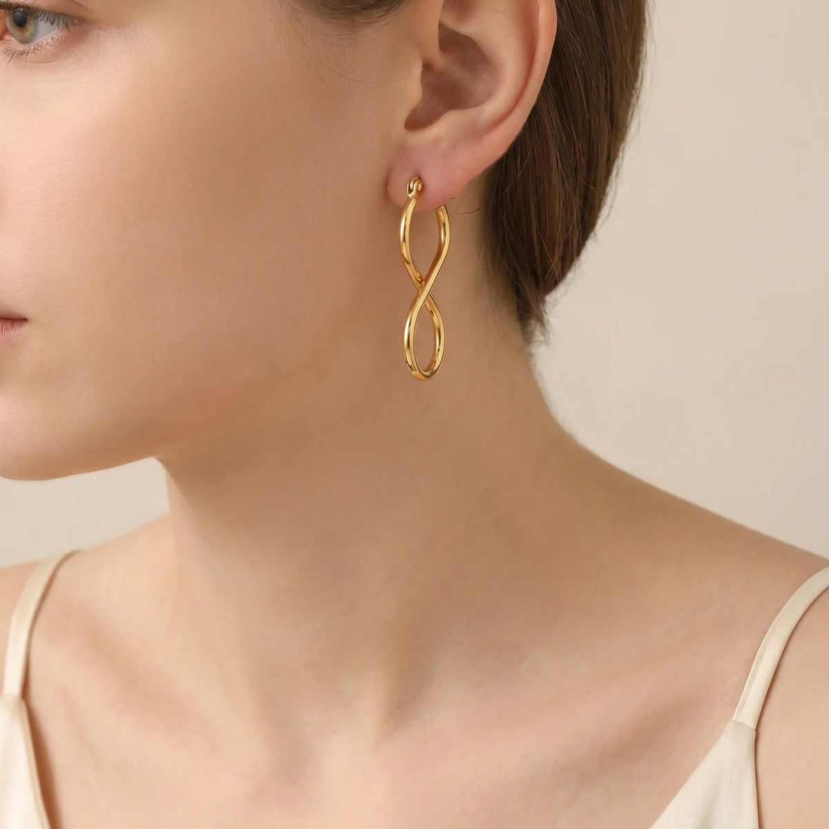 Twisted Infinity Hoop Earrings – 18K Gold Stainless Steel Hoop Earrings SPOT