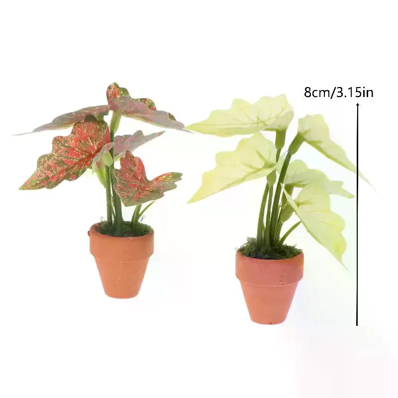 Miniature Taro Potted Plant – 1:12 Dollhouse Ornament Decor Miniature Plant Ornament SPOT