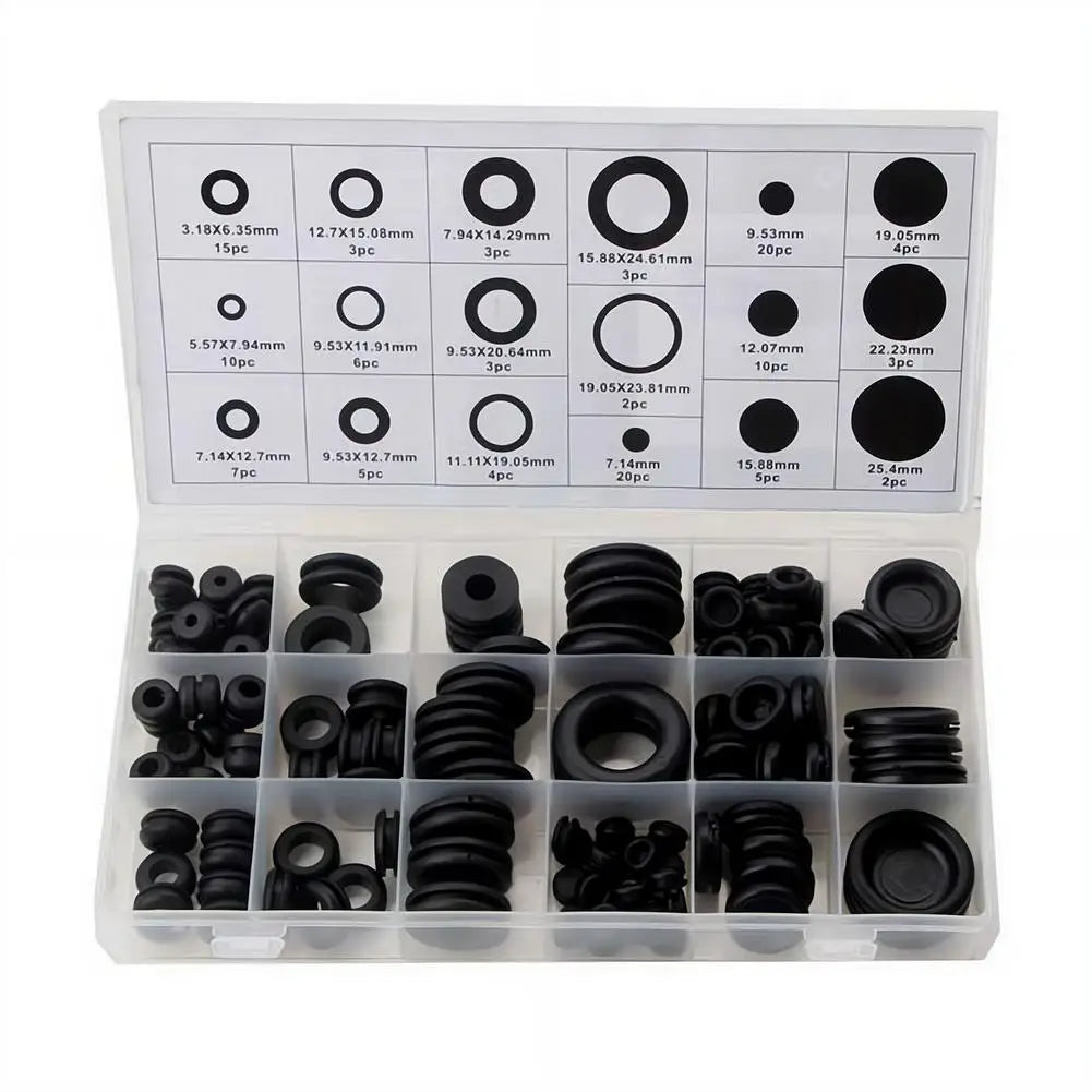 125-Piece Rubber Wiring Grommets Kit – Multi-Size Wire Protection Rubber Grommet Kit SPOT
