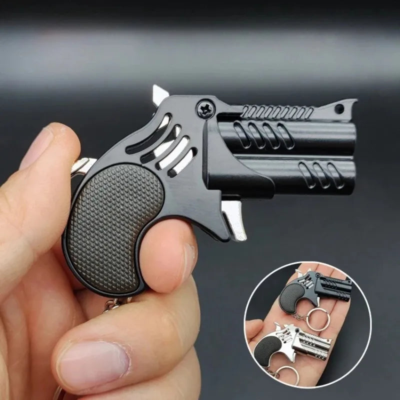 Mini Metal Rubber Band Launcher Pistol Keychain Toy Gift Novelty Keychain Toy SPOT
