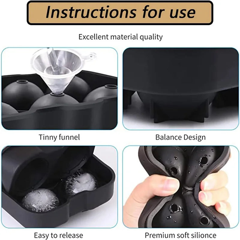 6-Cavity Silicone Ice Ball Mold – Sphere Ice Tray for Cocktails Silicone Ice Mold SPOT
