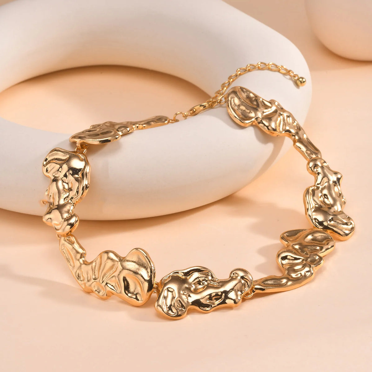 Women's 14K Gold Plated Geometric Lava Choker Necklace Choker Necklace SPOT
