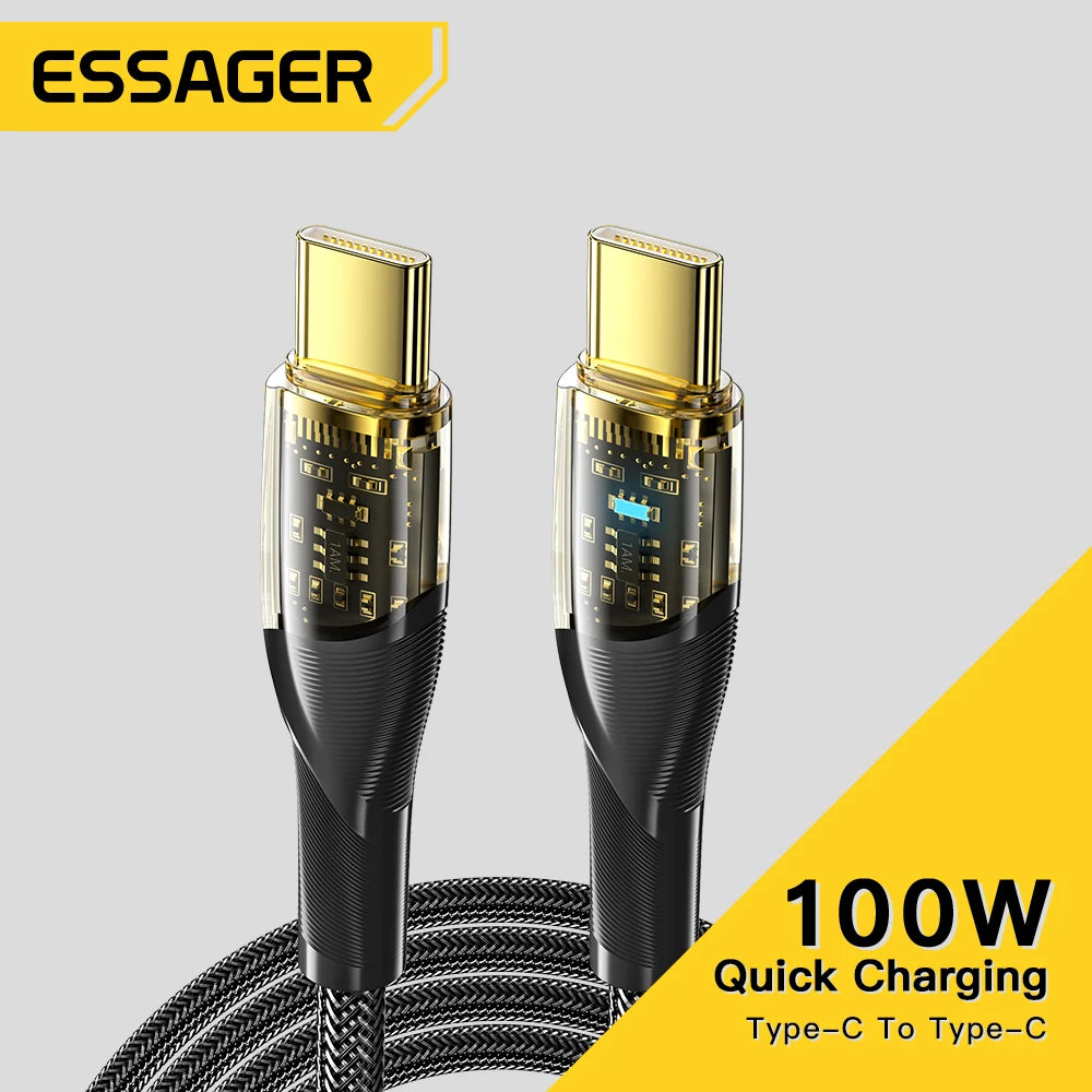 Essager 100W USB-C Cable 5A PD Fast Charging – MacBook iPad USB-C Charging Cable SPOT