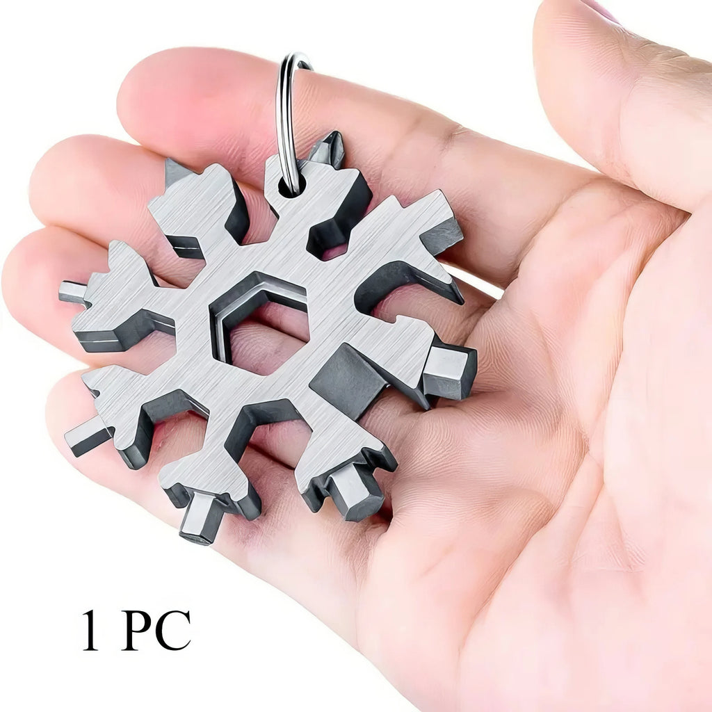 Snowflake Multitool Keychain – Screwdriver, Wrench & Bottle Opener Multitool Keychain SPOT Mirror Silver-1pc One Size