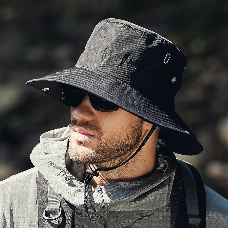 Wide Brim Waterproof UV Bucket Hat – Unisex Safari Fishing Cap Bucket Hat SPOT