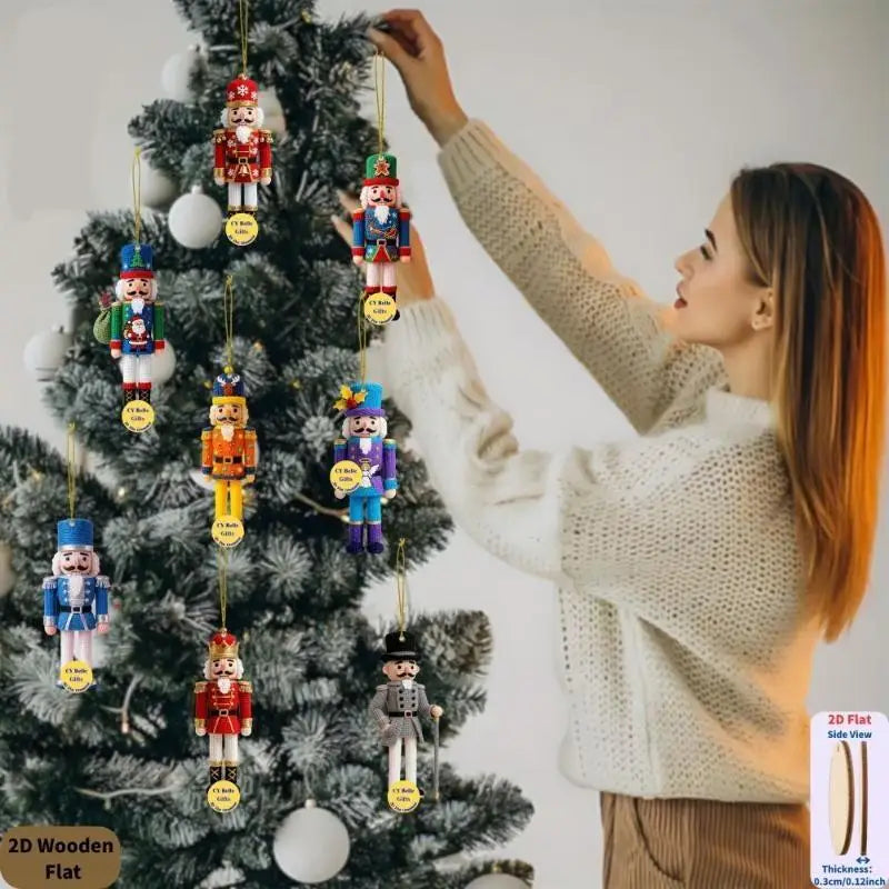 10-Pack Crochet Nutcracker Christmas Ornaments with Wood Base Christmas Ornaments SPOT