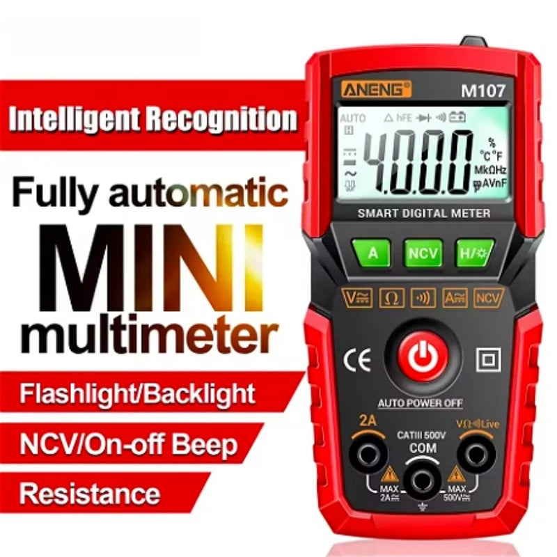 ANENG M107 Mini Digital Multimeter 4000 Count Auto-Range AC/DC Digital Multimeter SPOT
