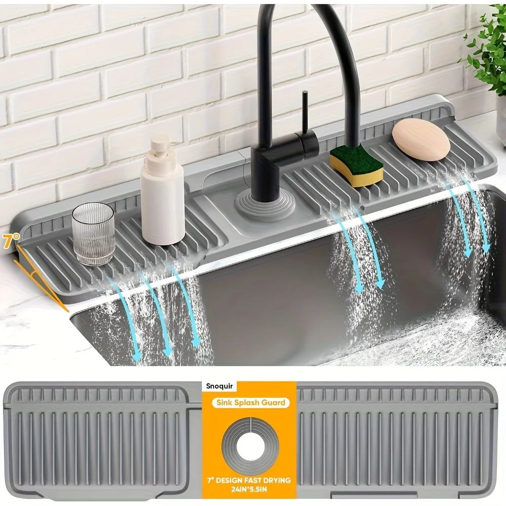 Silicone Faucet Water Catcher Mat – Sink Splash Guard & Drip Pad Sink Drip Mat SPOT