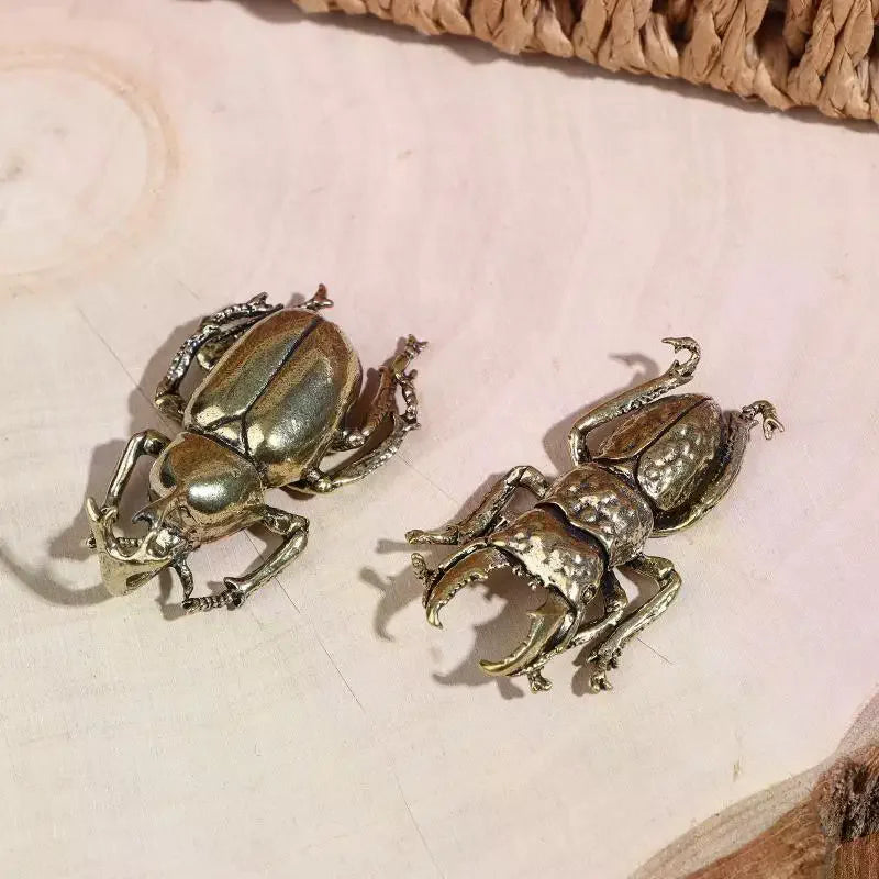 Vintage Brass Beetle Figurine – Retro Metal Insect Ornament Metal Figurine SPOT