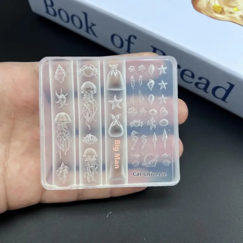 3D Ocean Silicone Nail Mold – Jellyfish Starfish Shell Art Nail Art Mold SPOT